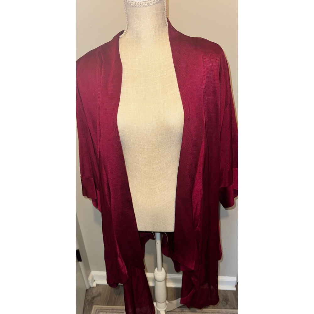 Andrea Jovine Fuchsia Pink Rayon Draped Open Front Cardigan Kimono Plus Size 1X
